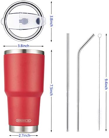 D·S 30oz Red Tumbler Double Wall Vacuum Insulated Travel Coffee Mug