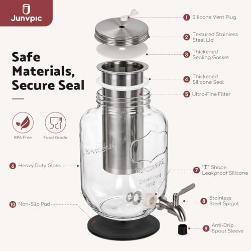 JunVpic Cold Brew Coffee Maker, 128 oz/1 Gallon Glass Pitcher