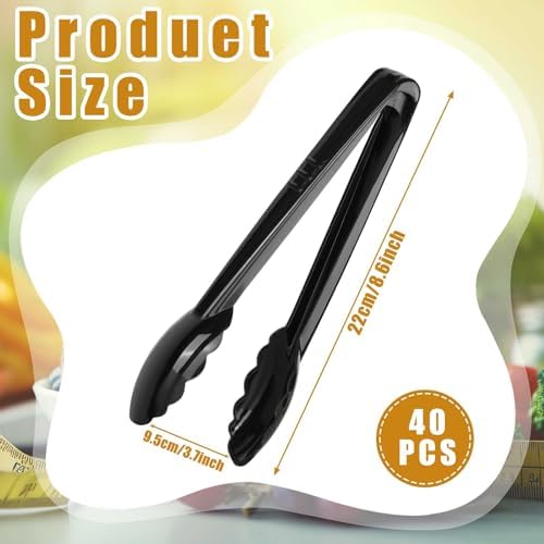 Mwellewm 40 Pcs Plastic Tongs for Serving Bulk 9 Inch Serving Disposable Tongs, Plastic Serving Utensils, Heavy Duty Salad Tongs for Kitchen Buffets BBQ Events Catering (Pack of 2)
