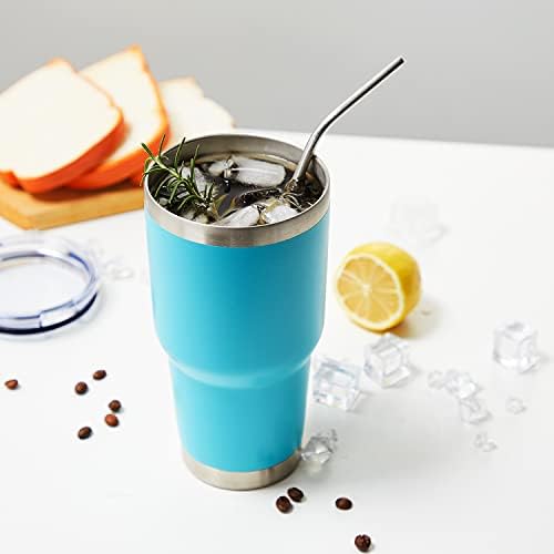 MEWAY 30oz Insulated Tumbler With Lids and Straws,Stainless Steel Double Vacuum Coffee Tumbler Cup, Brush, Durable Powder Coated Coffee Cup for Cold & Hot Drinks, Office, Travel(mixture,4 PACK)