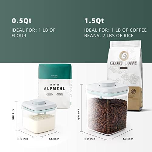 Pop Top Food Storage Containers, 0.5 Qt & 1.5 Qt Airtight Jars
