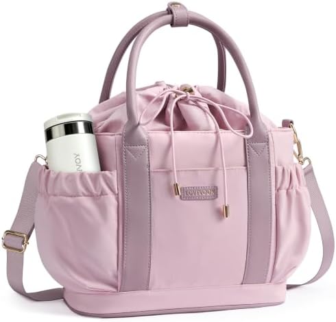 LOVEVOOK Drawstring Insulated Lunch Bag Women,Adult Lunch Box,Pink