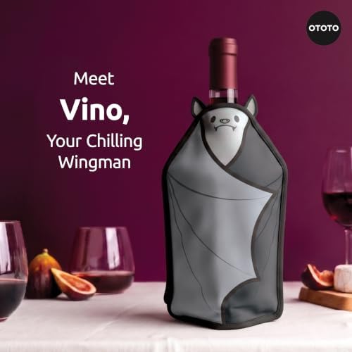 OTOTO Vino Wine Cooler Sleeve - Bat Cooler Sleeve for Wine Bottles & Glass Bottles, Reusable Bottle Cooler Sleeve, Halloween Spooky Gifts, Gothic Gifts, Unique Kitchen Gadgets