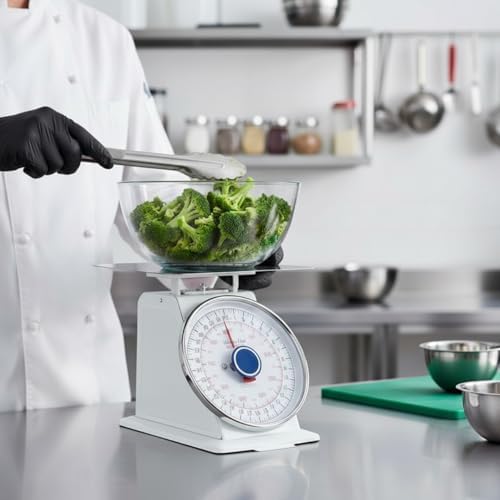 TrueCraftware- 2 lb. Mechanical Kitchen Flat Platform Weighing Food Scale- Heavy Duty Portion Control Mechanical Kitchen and Food Scale Industrial Dial Scale for Kitchens and Restaurants