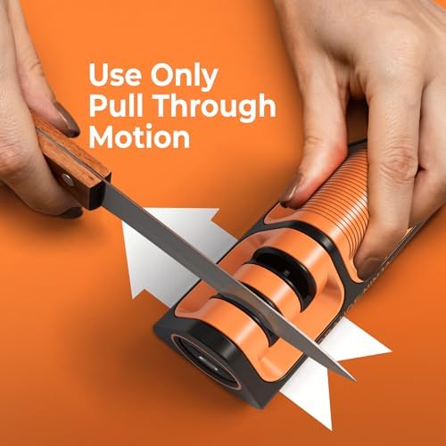 Orange Ninja Mini Knife Sharpener - Coarse & Fine Small Knife Sharpener