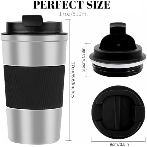 Insulated Travel Coffee Mug, Stainless Steel Coffee Cup with Leakproof Lid