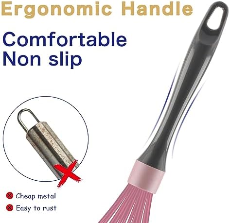 OYV Dishwasher Safe Silicone Whisk, 12-Inch, Non-Scratch, Pink