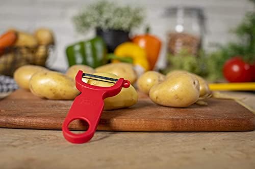 Kuhn Rikon Potato Peelers (Set of 2) with Carbon Steel Blade. Vegetable Peeler. Light Speed Peeler. Ideal for Left or Right-Handed Cooks. Red and Green