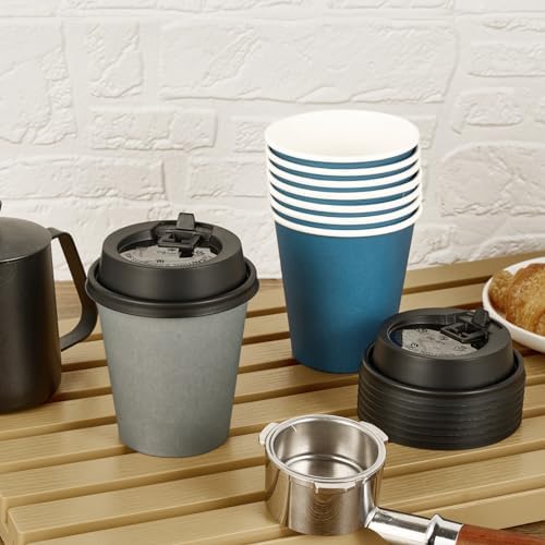 LITOPAK 100 Pack 10 oz Disposable Paper Coffee Cups with Lids