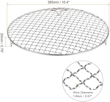 HARFINGTON 2pcs Round Cooking Rack 10.4-inch 201 Stainless Steel Cross Wire Barbecue Grill Net with 20mm Legs for Cooking Baking Steaming BBQ