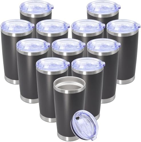 20 oz Tumbler Insulated Tumblers Stainless Steel Coffee Mug,Grey 12PCS