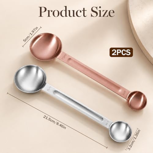 2Pcs Double Sided Measuring Spoon, 1 Tsp (5ml) & 1 Tbsp (15ml)