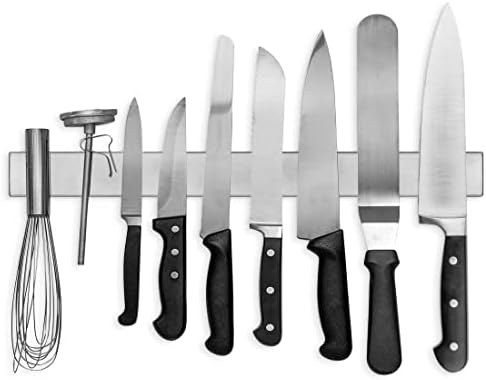 Modern Innovations Magnetic Knife Holder for Wall and Fridge - 18" Knife Magnetic Strip, Magnet Kitchen Knife Holder and Rack, Stainless Steel Magnetic Knife Bar for Kitchen Utensils