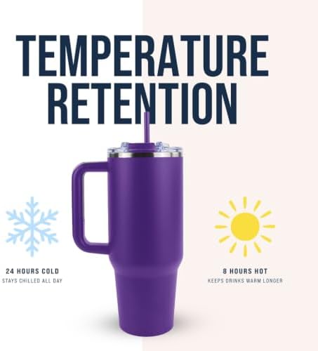 Hogg Big Swig 40oz Tumbler with Handle and Straw - Purple, 40 oz Tumbler, Insulated Cup with Handle, 40oz Water Bottle with Straw, Thermal Cups, Leak Proof Lid, Travel Mugs, Stainless Steel