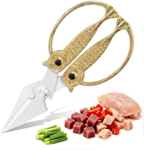 XSNBRD Kitchen Scissors Heavy Duty, Golden Stainless Steel Owl Shears Large