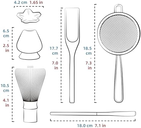 TEANAGOO Matcha Whisk Set,6-PCS Traditional Starter Set,100 Prongs Whisk with Purple Cherry Blossom Holder,Scoop(Chashaku),Bamboo Chasen,Tea Spoon,Ceremony Accessory
