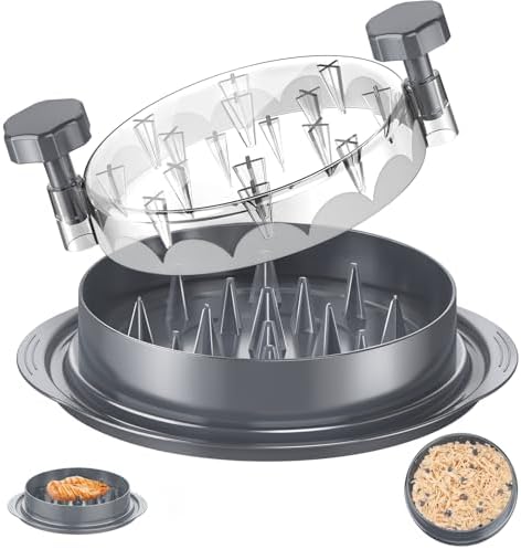 SoulLife Chicken Shredder 8 Inches, Chicken Breast Shredder, Meat Shredder, Chicken Shredder Tool Twist, Clear Lid, Ergonomic Handle, Strong Anti-slip, Easy To Clean, BPA free, Dishwasher safe (Grey)