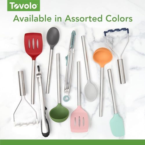 Tovolo Tongs With Silicone Tips Easy Grip 13” Long Kitchen Tongs Stainless Steel Handle For Cooking, Non Scratch Heat Resistant Metal Silicone Tipped Dishwasher Safe BPA Free Aqua Seafoam Green
