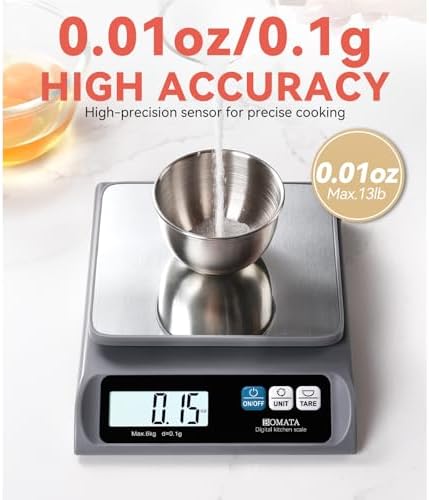 BOMATA 0.1g High Precision Digital Kitchen Food Scale, 13lb Gram Scale