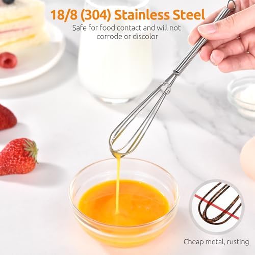 U-Taste Small Mini Whisks for Cooking, 18/8 Stainless Steel 7" Wisking Tool