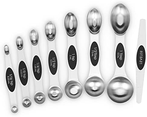 Aovchei 8 PCS Black Magnetic Measuring Spoons Set