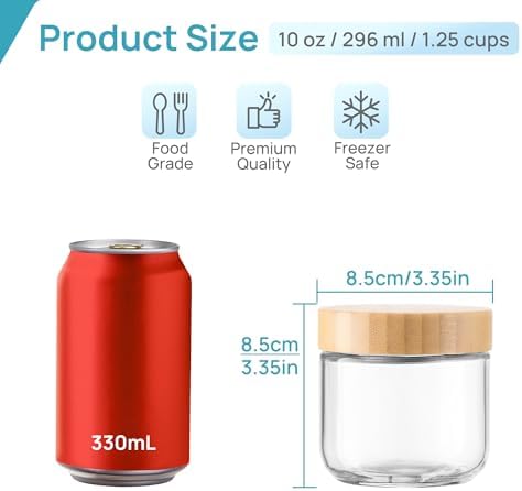 Vtopmart 4 Pack 10oz Glass Overnight Oats Containers with Bamboo Lids