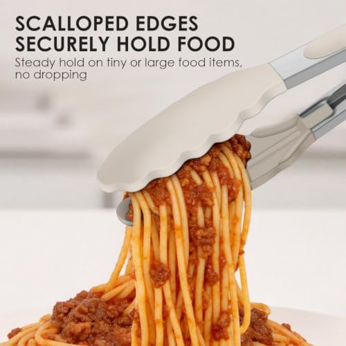 HOTEC Stainless Steel Kitchen Tongs with Silicone Tips, Set of 3-7",9" &12"
