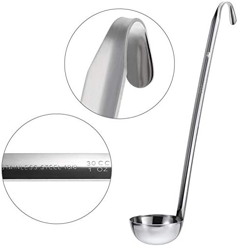 Meekoo 3 Pieces Stainless Steel Ladles with Pouring Rim Long Handle,1 Oz