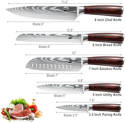 Dfito Kitchen Knife Set 5 Pieces, Professional Chef Knives Set Gift Box