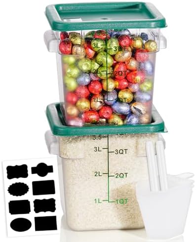 4QT 2PCS NSF Commercial Clear Food Storage Containers with Lids(GREEN)