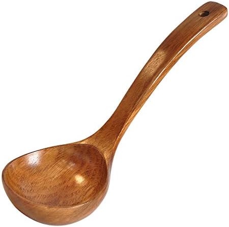 FJNATINH Wooden Ladle with Long Handle, Handmade Soup Ladle for Cooking Kitchen Cookware