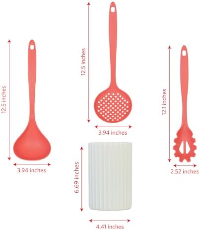 Glad Kitchen Utensils Set, 8pcs - Nonstick Cooking Tools with Utensil Holder - Nylon Spoon, Ladle, Skimmer, Spaghetti Server, and Turner Spatula Set - Dishwasher Safe, Rust