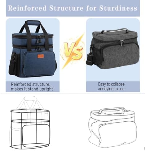 GLENKEY Expandable Lunch Box Insulated Leakproof Cooler Bag Work Outdoor