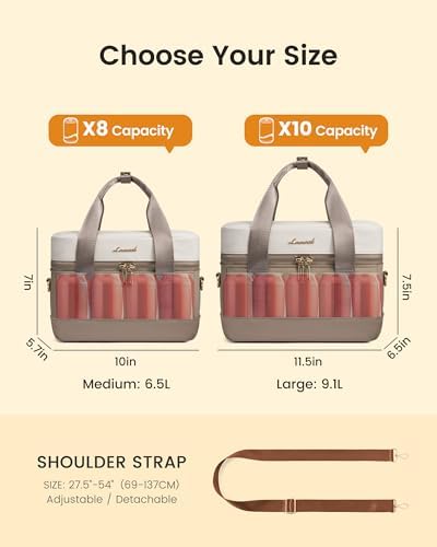 LOVEVOOK Insulated Lunch Bag for Women & Men - Cooler Lunch Tote and Lunch Box for Work and Travel, Khaki-beige