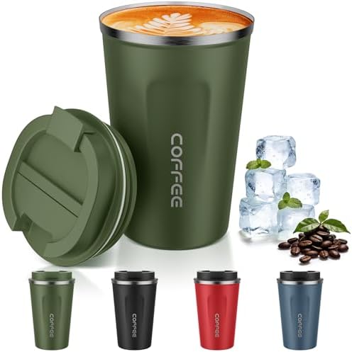 MOMSIV 12oz Travel Coffee Mug, Insulated Coffee Cup with Leakproof Lid