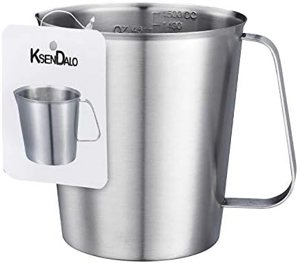 KSENDALO 48oz/6 Cup/1.5L Stainless Steel Measuring Cup Pitcher for Kitchen