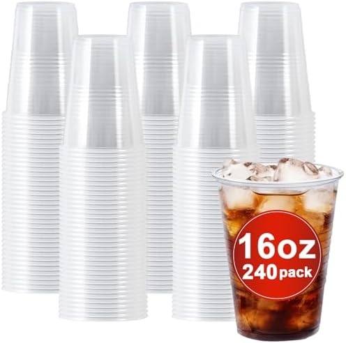 Clawsoff 240 Pack 16 oz Clear Plastic Cups Disposable Clear Water Cups