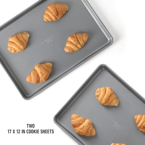 Calphalon Titan Cookie Sheet 2-Pack Set, 12 x 17 Inch Nonstick Baking Sheets, Cookie Baking Sheet, Metal Baking Sheet, PFOA-Free for Even Baking, Durable Design