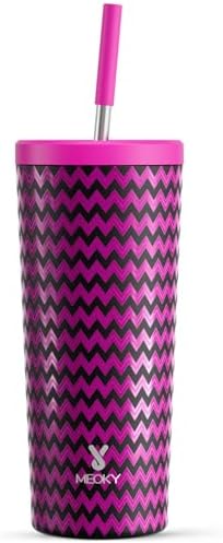 Meoky 24 oz Insulated Tumbler with Lid and Straw, Stainless Steel Vacuum Insulated Tumbler, Keeps Cold for 24 Hours, 100% Leak Proof, Fits in Car Cup Holder (Bolt)