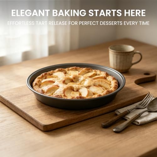 LISI 2 Pack 9 Inch Tart Pan, Nonstick Carbon Steel Fluted Baking Pan