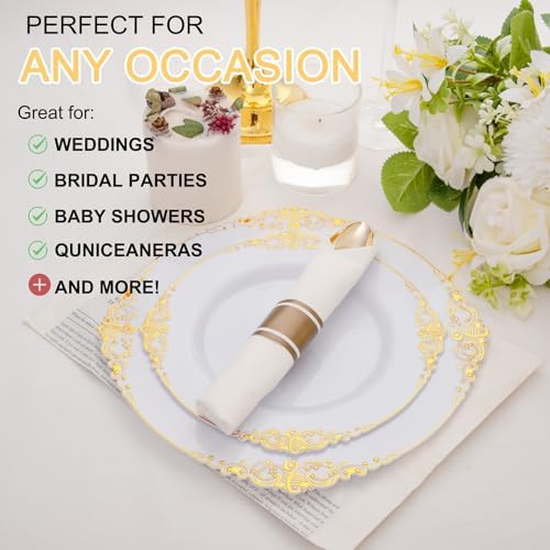 400PCS Gold Wrapped Silverware Disposable Fancy for Parties Weddings