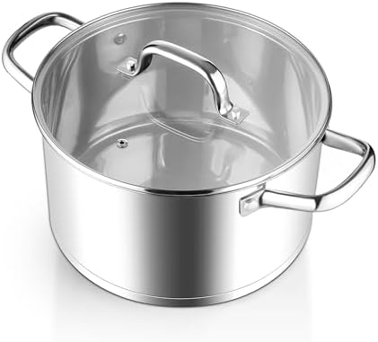 Homikit Stainless Steel Stock Pot 4 Quart, Induction Stockpot with lid for Soup Pasta Sauce Cooking Simmering, Tri-ply Heavy Bottom Compatible with All Stove, Dishwasher Safe
