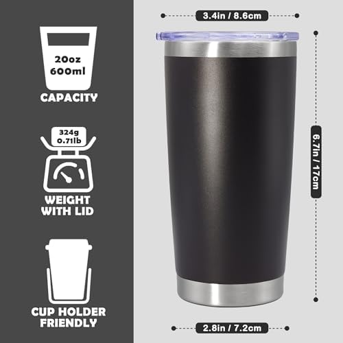 20oz Tumbler Stainless Steel Tumbler Coffee Tumbler with Lid Black, 12P
