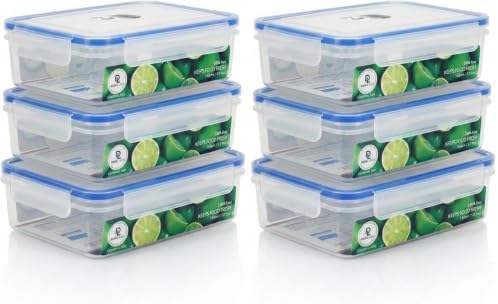 Tribello 50 oz Airtight Food Storage Containers with SnapTight Lids – Clear, Stackable, BPA-Free Meal Prep Containers for Kitchen, Freezer & Pantry Storage – 6-Pack
