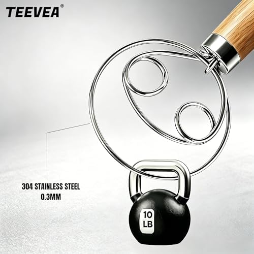 TEEVEA Danish Dough Whisk Stainless Steel Wooden Handle for Sourdough Bread