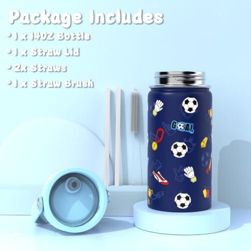 Kids Bento Box with Food Jar, Water Bottle, Lunch Bag, Soccer