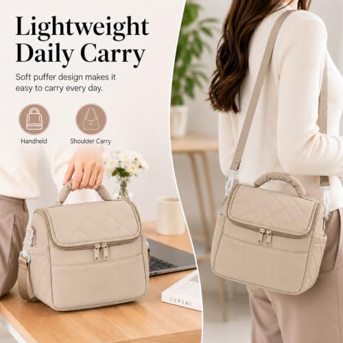 Lunch Bag for Women Small Insulated Lunch Box Quilted Puffer Lunch Tote