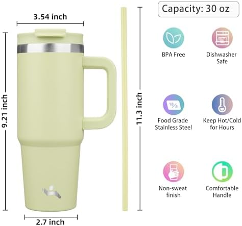 Konokyo 30 oz Insulated Tumbler Water Bottle with Handle, Straw Lid