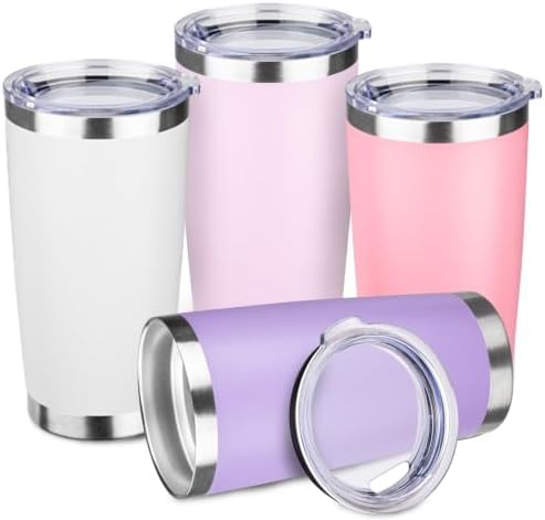 StarSpeed 4 Pack 20oz Stainless Steel Travel Coffee Tumbler,Pink Series