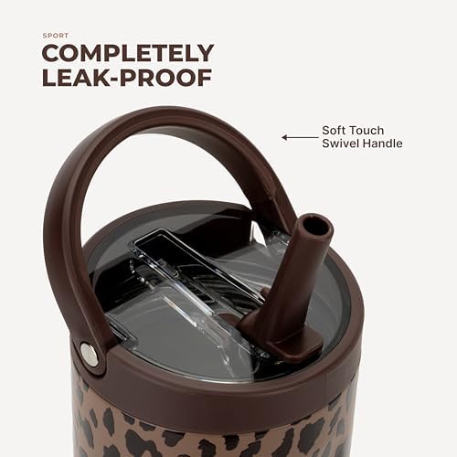 HydroJug Sport 32 oz Insulated Stainless Steel Water Bottle, Brown Leopard